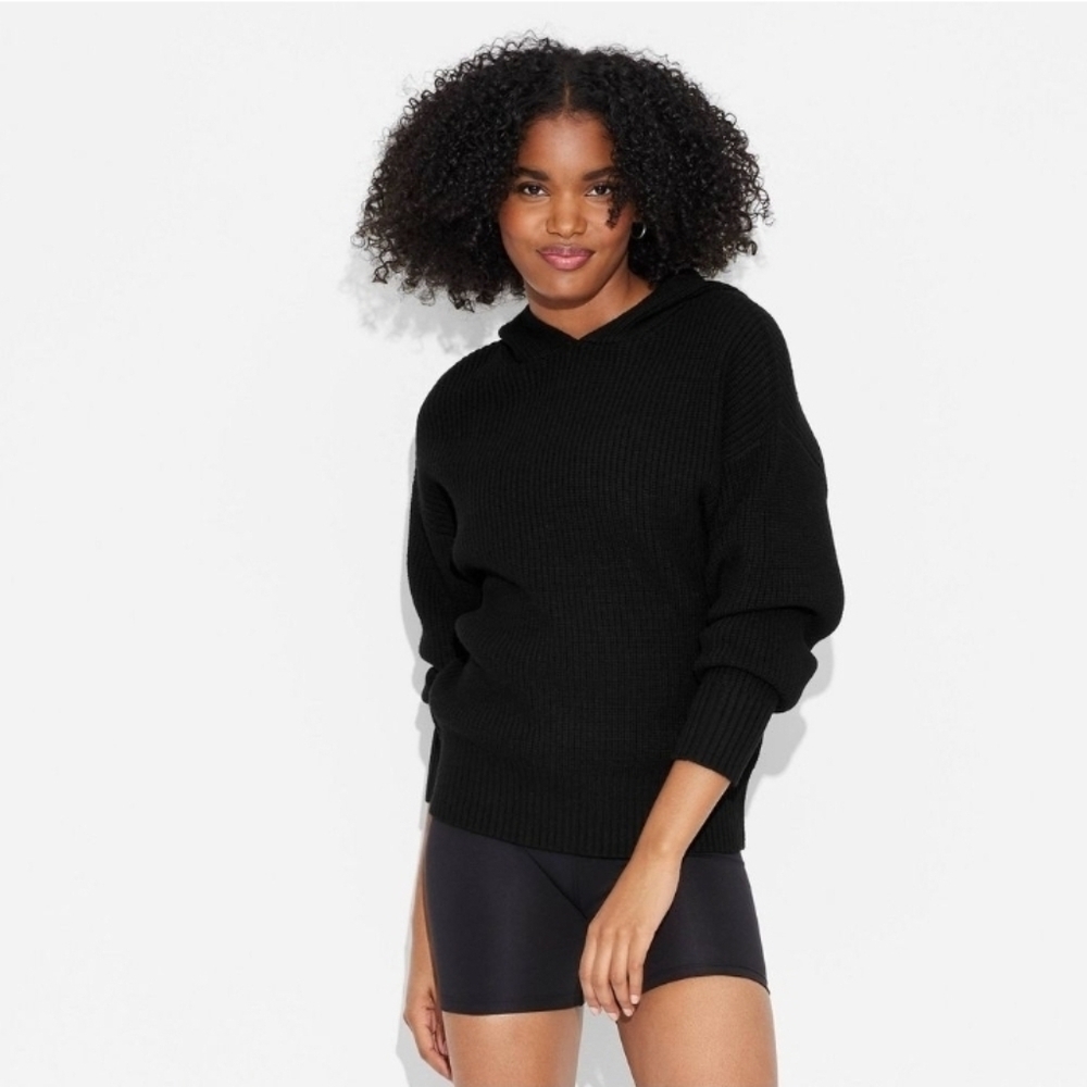 Wild Fable Women's Oversized Ribbed Hooded Pullover Sweater - Picture 2 of 7